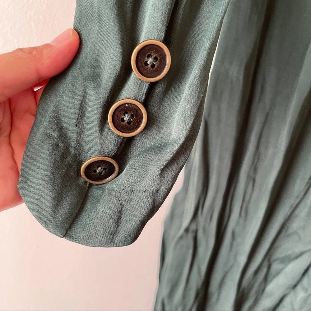 Free People Emerald Green Satin Jumpsuit